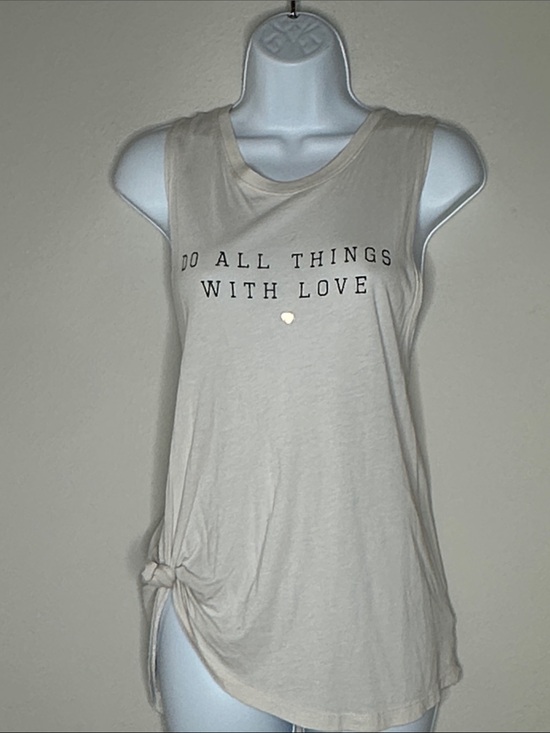 Spiritual Gangster Tops - Spiritual Gangster Cream Graphic Tank with Side Knot